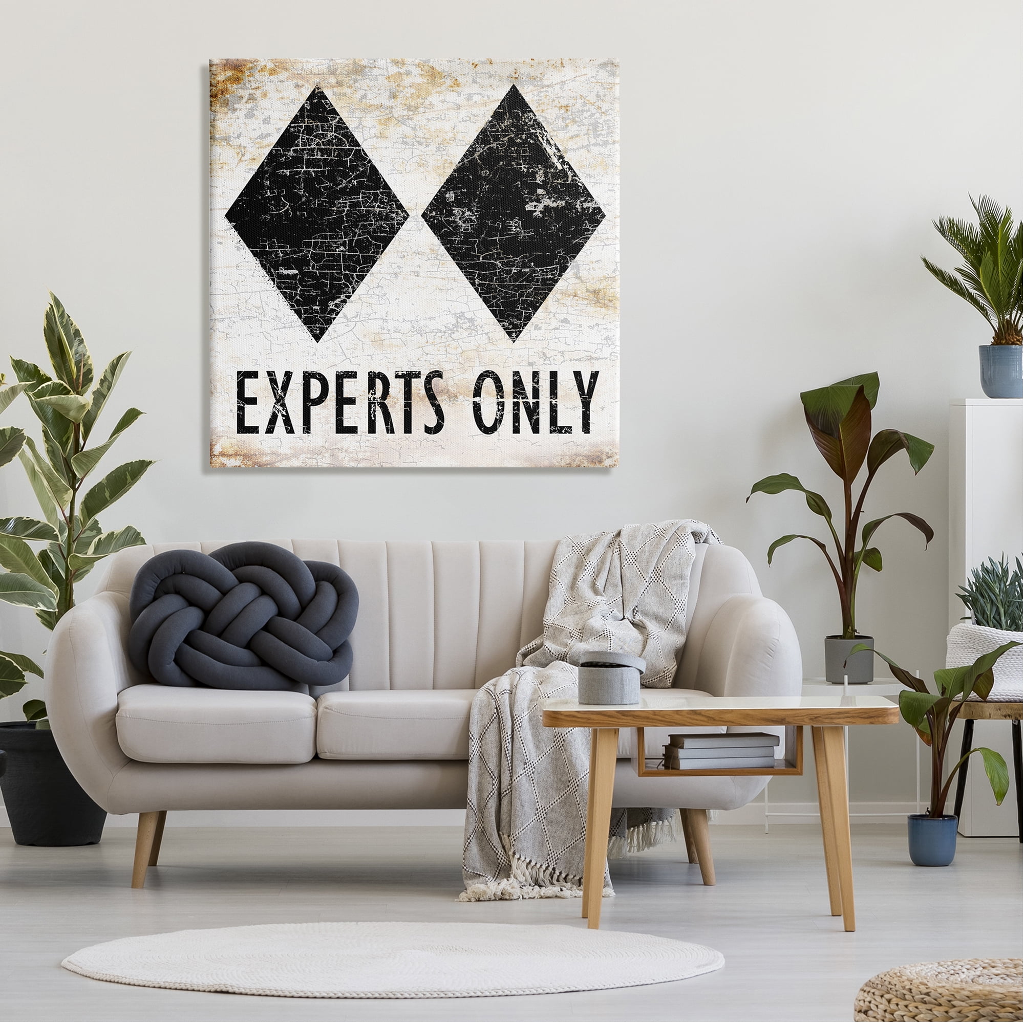 Stupell Industries Rustic Experts Only Skiing Sports Painting Gallery Wrapped Canvas Print Wall Art, 36 x 36