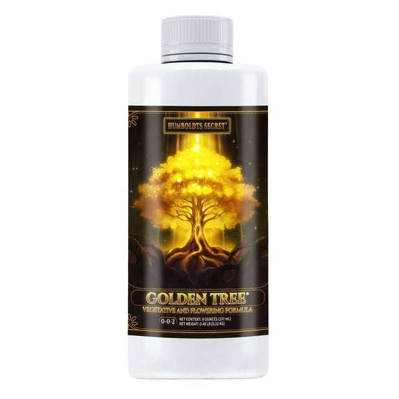 Humboldts Secret Golden Tree Liquid Plant Food | Enhances Growth Indoors or Outdoors | All-in-One Plant Nutrients for Vegetables, Trees, Flowers, Fruits, Roses, Lawns, Tomatoes | 8 Ounce