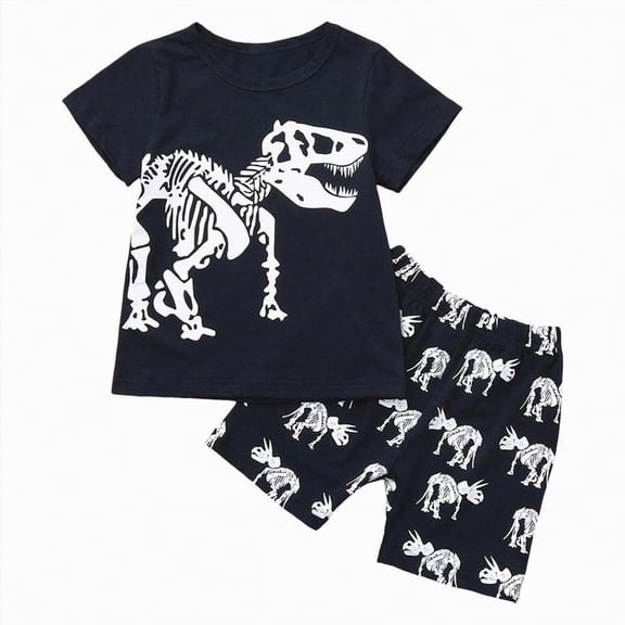 UAYOTSE Toddler Baby Kids Boys Dinosaur Summer Pajamas Sleepwear Tops Pants Outfits Set,Sizes 7-8 Years