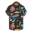 thumbnail image 4 of Camisas hawaianas para hombre, camiseta informal con estampado 3D de peces, camiseta de verano de gran tamaño con estampado de dibujos animados, elegante camisa de playa para vacaciones, 4 of 5