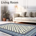 thumbnail image 2 of ODIKA 4'x6' Machine Washable Non-Slip Area Rug, Nautical Elegance Trellis with Geometric Navy Beige High Traffic Rug, Ivory, 54281, 2 of 7
