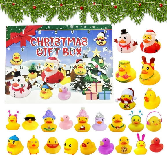 Ksruee Christmas Rubber Duck Advent 2025 24 Days Toy Rubber Duck Decoration Holiday Countdown Advent for Adults Kids Christmas Home Daily Party Gathering Festival suitable