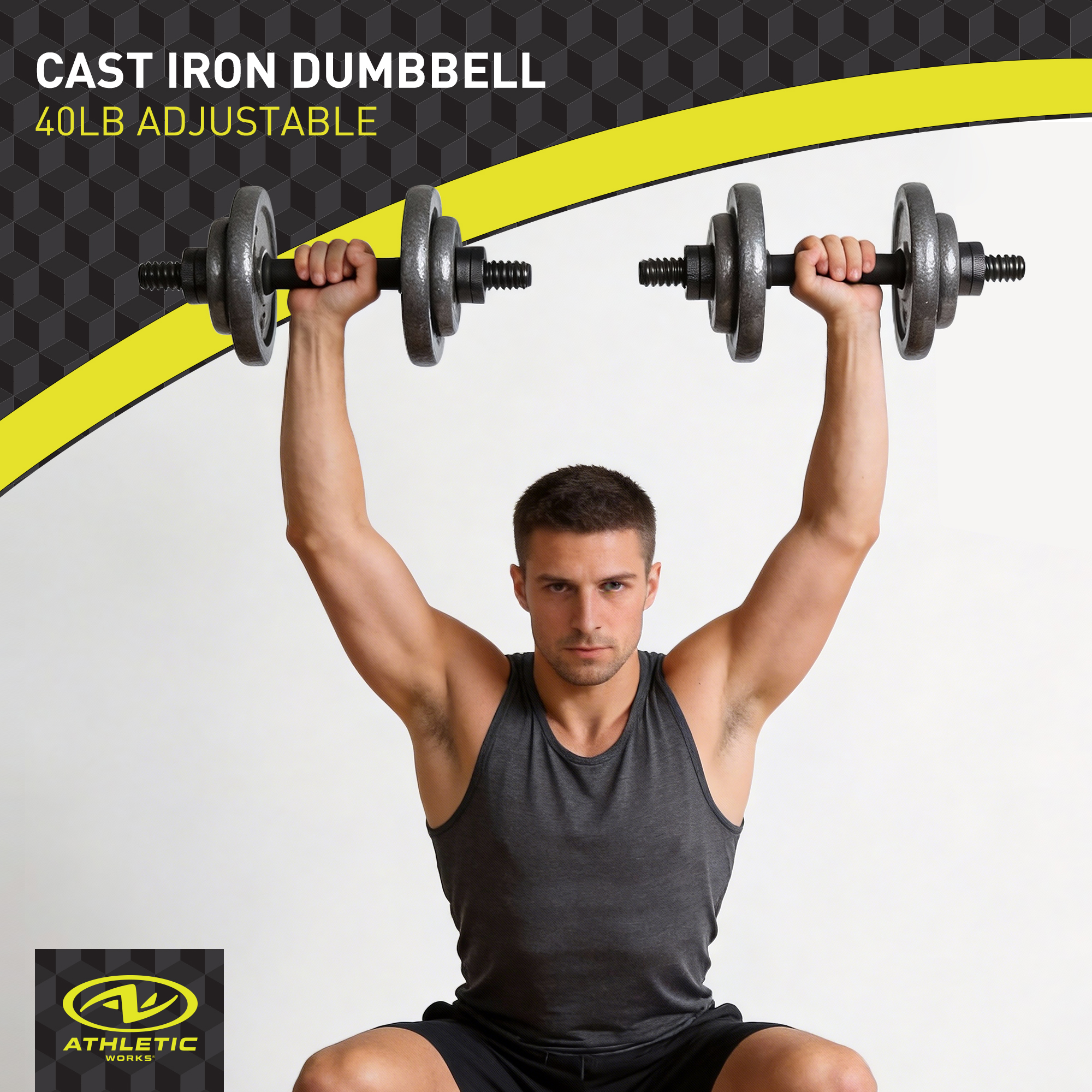 Athletic Works 40 lb Adjustable Cast Iron Dumbbell Set photo 4
