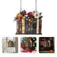 thumbnail image 2 of Book Christmas Ornament Stained Glass Style, Acrylic Book Lover Gift for Teachers Librarians Readers, Suncatcher Window Hanging Decor with Floral Design, 2 of 6