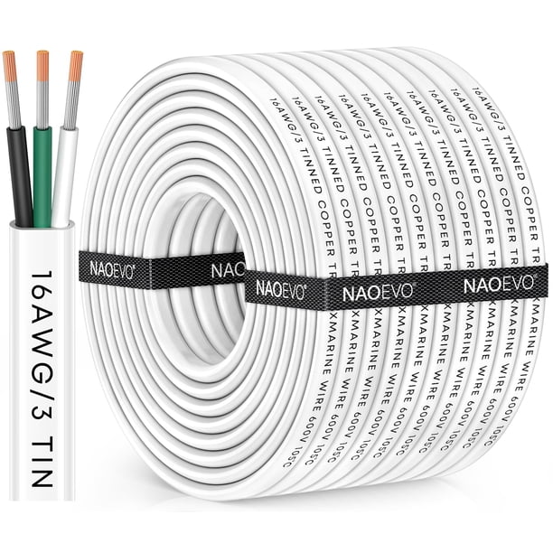 Cable Marino NAOEVO Calibre 16 16/3 Triplex 16 AWG 30,48 m