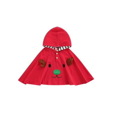 

TheFound Toddler Baby Girl Christmas Cloak Kids Hooded Cape Robe Coats Cute Elk Hoodie Costume Jackets Outwear