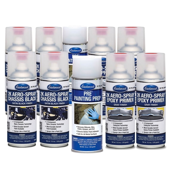 Eastwood 2K AeroSpray Epoxy Primer and Chassis Black Bare Metal Chassis Restoration Kit | Satin