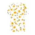 thumbnail image 4 of Tdoqot Womens Plus Size Floral Shirts- Casual Dressy Short Sleeve V-Neck Loose Summer Tops Blouse Yellow Size 2XL, 4 of 4