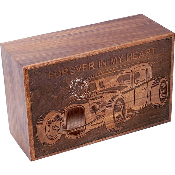 Handcrafted Vintage Car Wooden Cremation Urns for Human Ashes Adult Large - Tree of Life Funeral Urn Box - Burial Urns for Columbarium (250 LB - Rosewood, Love)