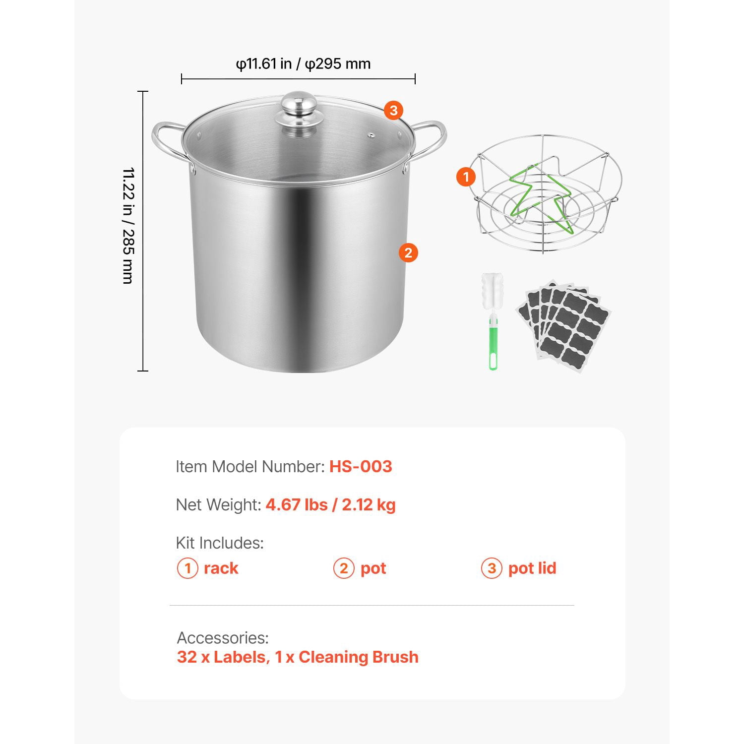 Canning Pot with Rack & Glass Lid, 7-Jar Capacity, Stainless Steel, Induction Compatible, for Jam Preserves Home Canning