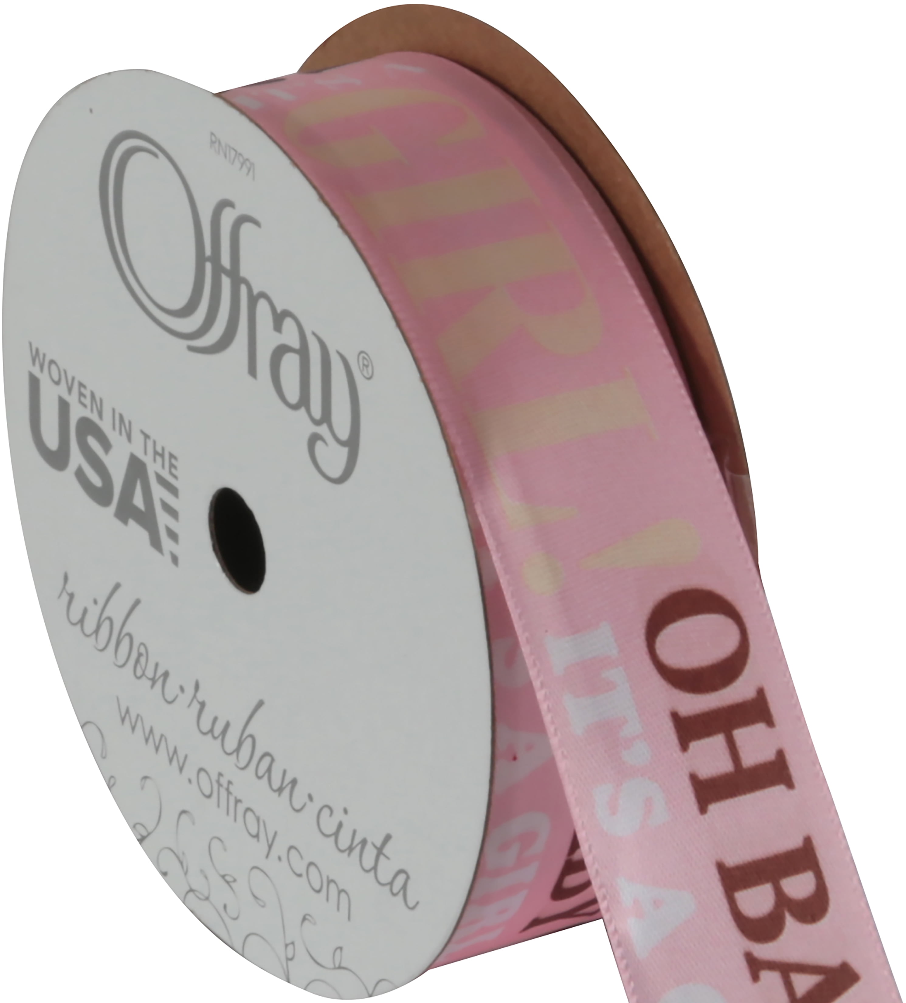 Offray Ribbon, Pink 7/8 inch Baby Satin Ribbon, 9 feet