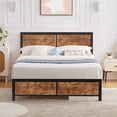 thumbnail image 4 of VECELO 3-Piece Bedroom Set, Full Platform Bed Frame with Wood Headboard, Nightstand Set of 2 with 1-Drawer and Open Storage Space, Brown, 4 of 7