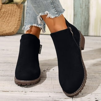 Aofany Women's Low-heeled Ankle Boots Vintage Women Slip On Boots
