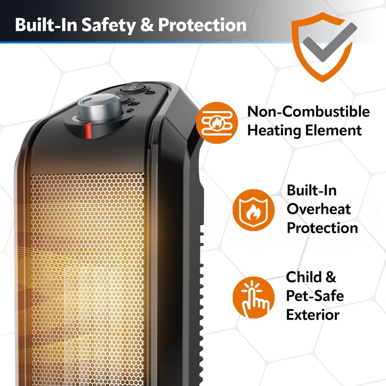 Lasko 1500W Oscillating Ceramic Tower Space Heater, CT16450, Black -  Walmart.com