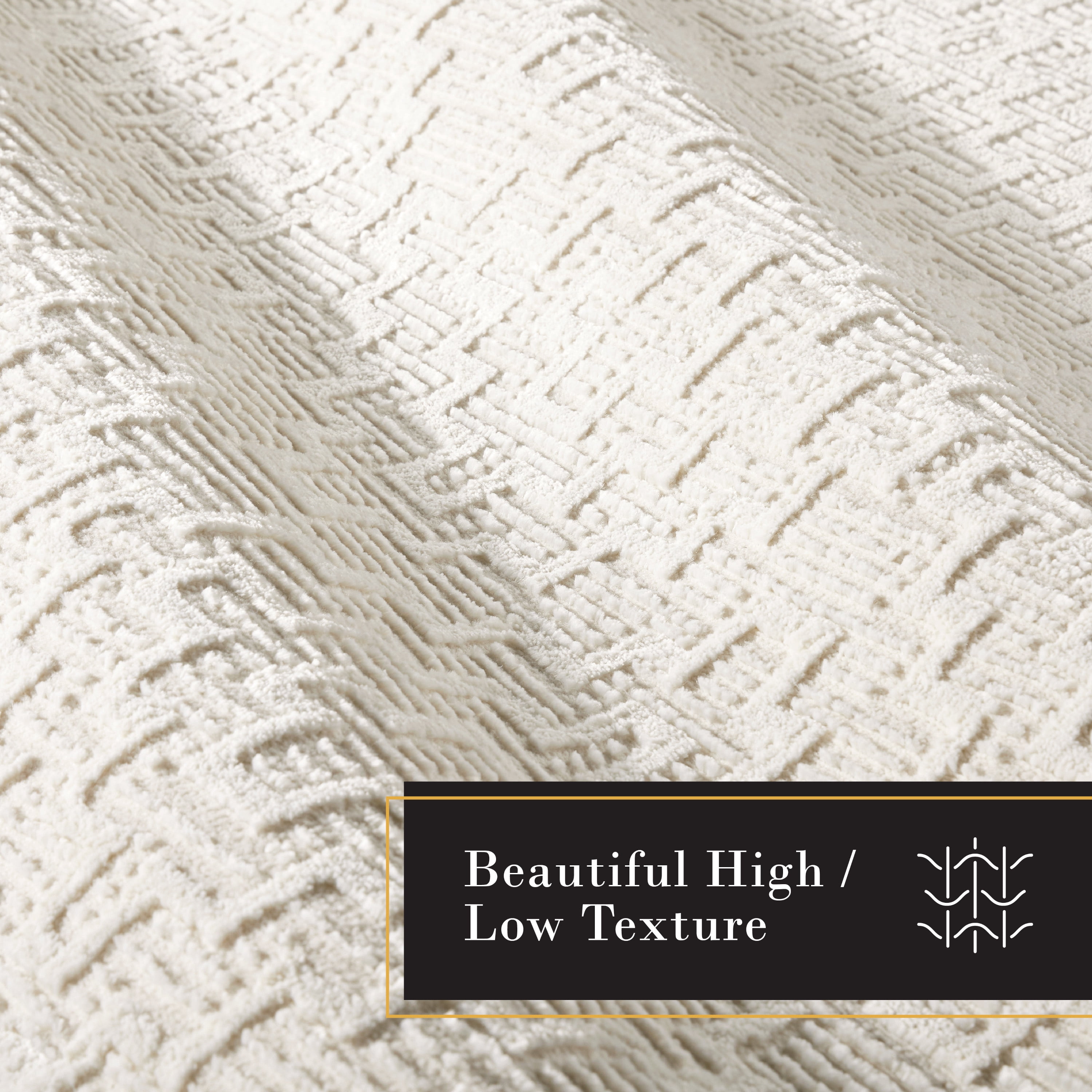 TOWN & COUNTRY LUXE Tretta Modern Geo Runner Area Rug with Plush High-Low Texture, Ivory, 1'9"x7'2"