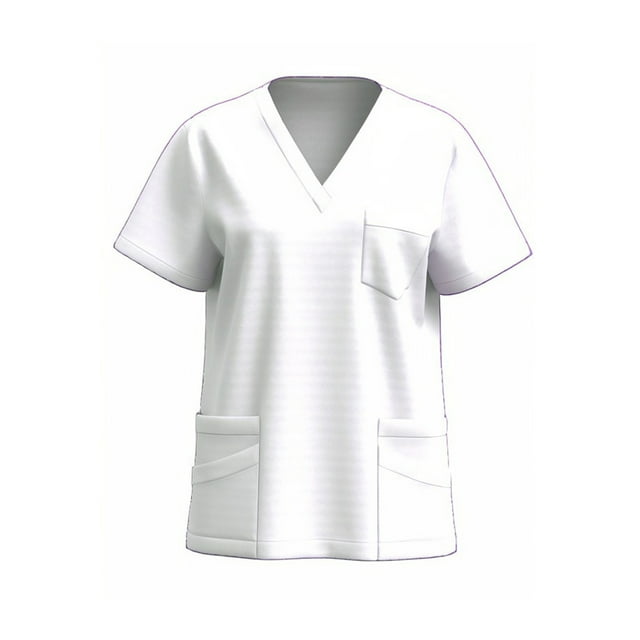 Tuniques à Manches Courtes pour Femmes, Col en V, Extensibles 4 Directions, Hauts Infroissables, T-Shirts d'Uniforme de Travail Infirmier, Uniforme d'Infirmière Décontracté