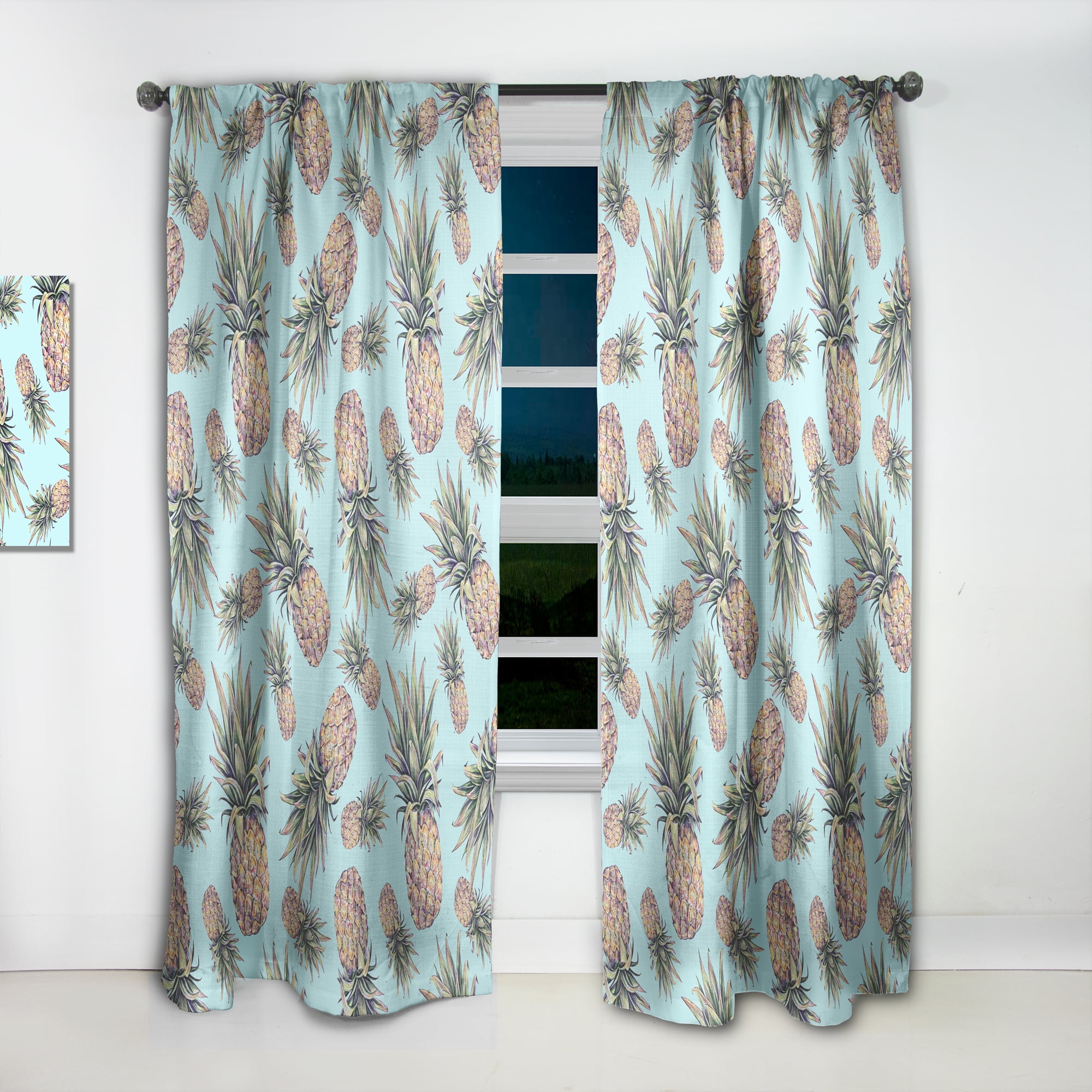 Designart 'Tropical Pineapple Mood VI' Tropical Curtain Panel