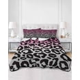 thumbnail image 3 of Pink Gray Ombre Leopard Summer Quilt Set Twin-XL Size,Soft Quilted Bedding Set with 2 Pillow Shams,Modern Abstract Art Aesthetics Lightweight All Season Bedspread Coverlet for Bedroom 68"x98", 3 of 6