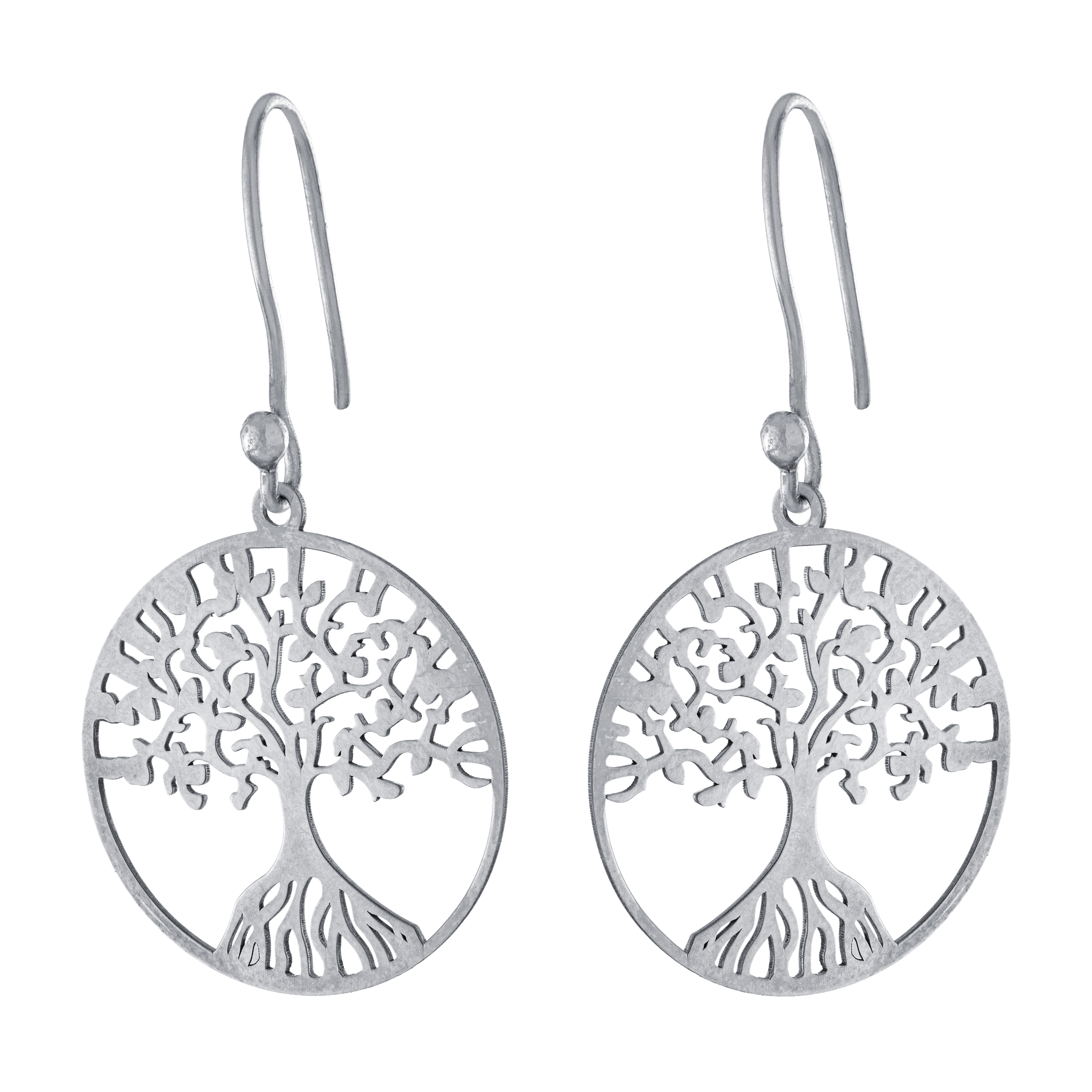 Marisol & Poppy Laser Cut Tree of Life Drop Earrings in Sterling Silver for Women