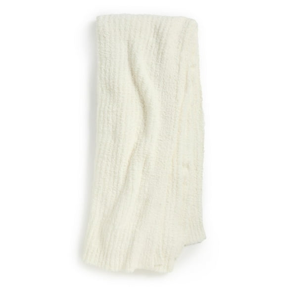 Manta Barefoot Dreams CozyChic de color blanco acanalado