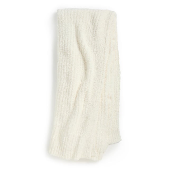 Manta Barefoot Dreams CozyChic de color blanco acanalado