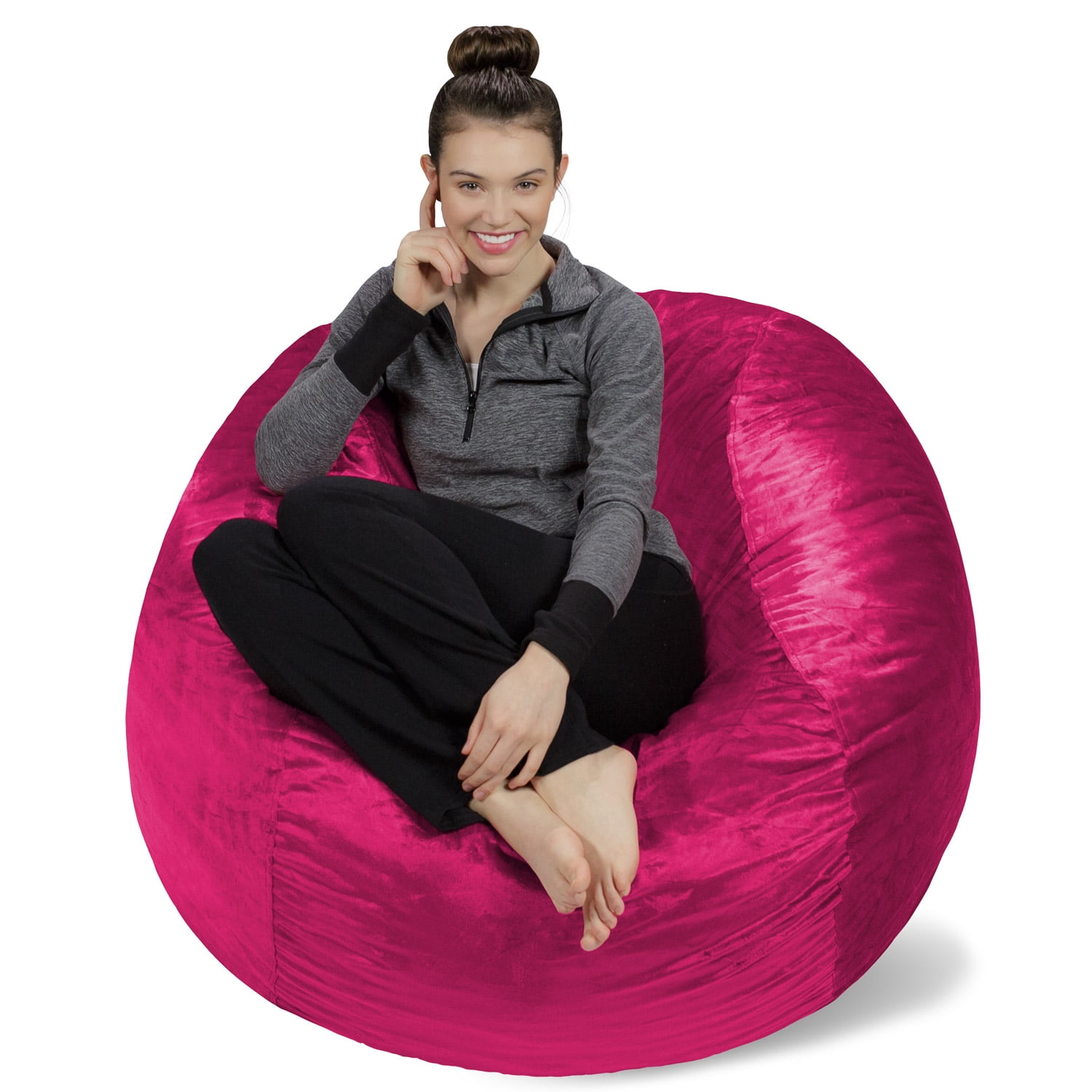 Sofa Sack Bean Bag Chair, Memory Foam Lounger with Microsuede Cover, Kids, Adults, 4 ft, Magenta