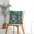 thumbnail image 2 of Teal Green Blue Vintage Floral Botanical William Morris Greenery Forest Fox Blue Green Decorative Throw Pillow Covers 18x18 inch Pillowcase Aesthetic Cushion Cover for Home Decor Sofa Living Room, 2 of 5