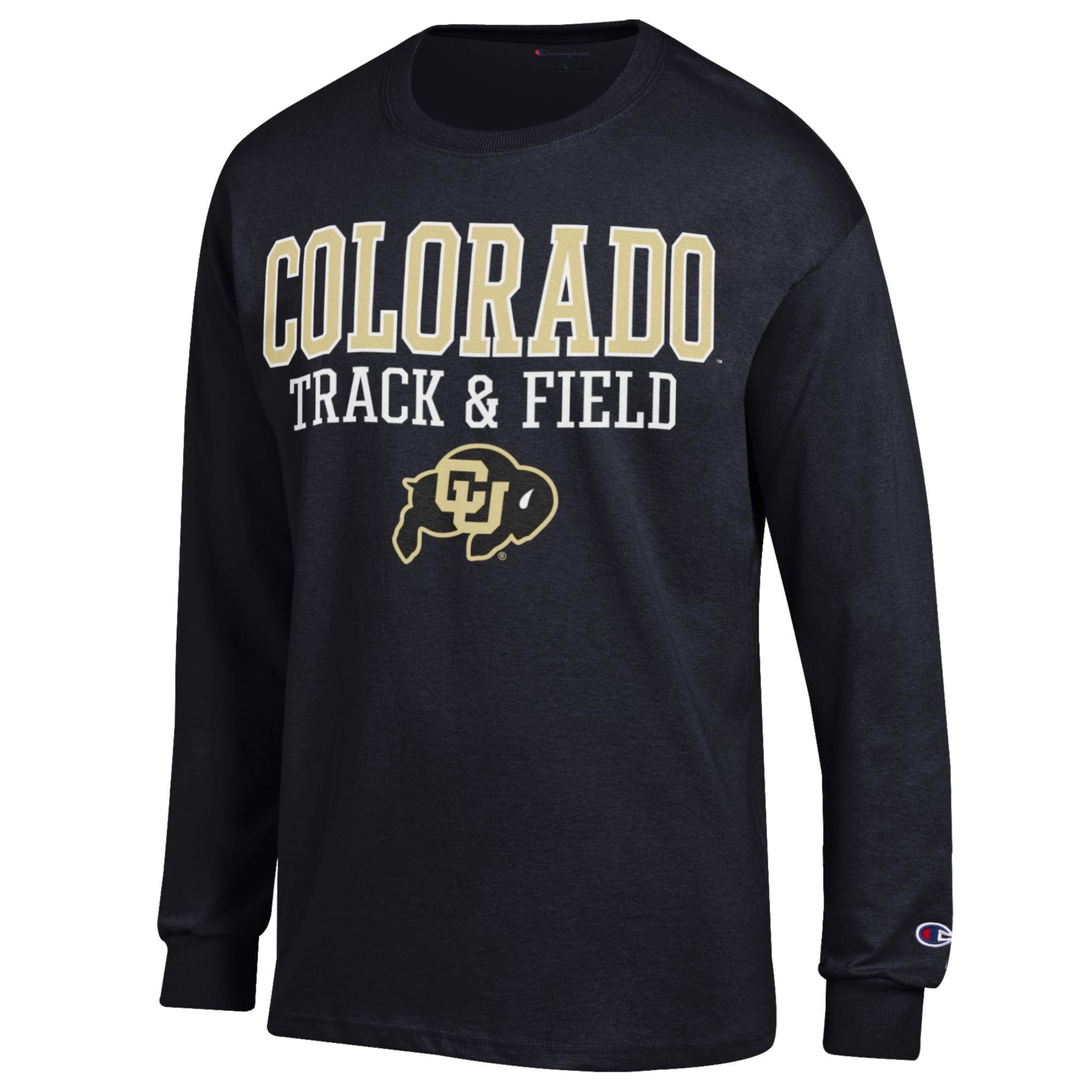 Men's Champion  Black Colorado Buffaloes Track & Field Stack Long Sleeve T-Shirt