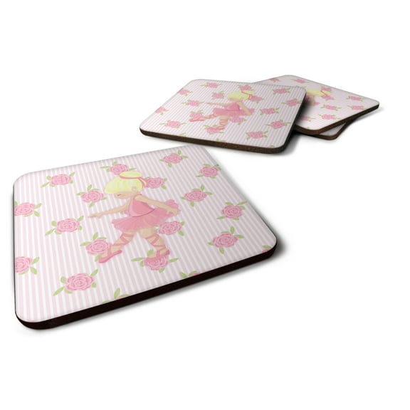 Carolines Treasures BB5171FC Ballerina Blonde Point Foam Coaster Set of 4 3 1/2 x 3 1/2 multicolor