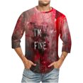 thumbnail image 1 of Camisas de Manga Larga para Hombres Imprimir Blusa de Manga Corta de Cuello Redondo, Camisas de Lino para Hombres, 1 of 4
