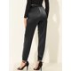 thumbnail image 4 of Pantalones casuales hasta El tobillo Allegra K de satén con cintura de bolsa de papel y bolsillo Negro S, 4 of 5
