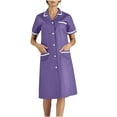thumbnail image 2 of Uniform Scrub Dresses for Women Short Sleeve Button Down Cardigan Midi Dress Scrubs Nurse Shirts for Women for Work Custom Scrubs with Pockets, Purple L, 2 of 6
