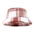 thumbnail image 5 of Plaid Thickened Plush Fisherman Hat, Warm Winter Bucket Hat with Faux Shearling, Unisex Cold Weather Outdoor Cap, Soft Fleece Lined Sun Hat for Autumn and Winter, Casual Checkered Bucket Hat - A, 5 of 5