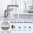 thumbnail image 3 of Wowkk 3 Hole Bathroom Faucet 2 Handle Widespread Bathroom Sink Faucet with Pop up Drain and Supply Lines, Brass Vanity Faucet for Rv Farmhouse Lavatory Restroom Sink, Brushed Nickel, 3 of 11