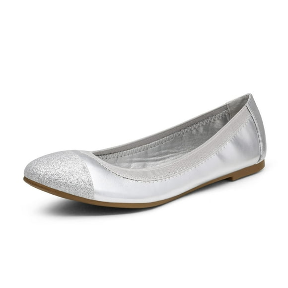 DREAM PAIRS Women's Sole-Flex Ballerina Walking Flats Shoes,Size 10,Silver,Sole-Flex
