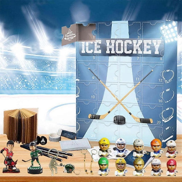 Hockey Advents Calendar 2024 The-One with 24 Little Doors Lovely Cartoon Sportsmans Figure Present Box for Kid
