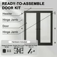 thumbnail image 3 of 48" x 80" Frosted Glass Black Double Doors with French Door Ready-to-Assemble Jamb, Solid Door, Black Levers & Hinges, Interior Door, Finished Smooth Black Painting, 3 of 8