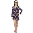 thumbnail image 2 of Bimba Navy Blue Floral Print Women Sleepwear Shirt & Shorts 2 Pcs Nightwear - 20, 2 of 8