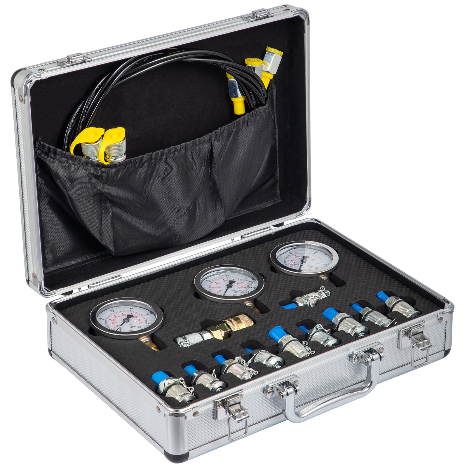 Hydraulic Pressure Test Kit W/ Box 3 Gauge 10 Couplings Excavator Diagnostic US 