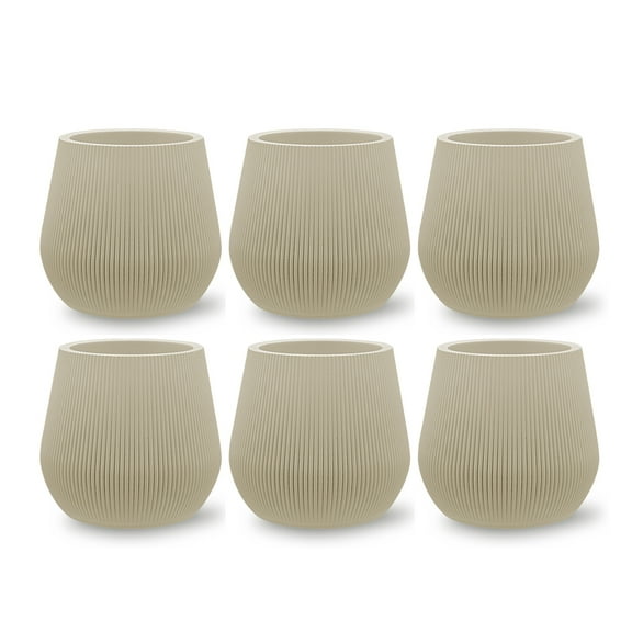Koyal Wholesale 4" Desert Tan Ribbed Short Vases for Flowers, Fluted Flower Vase, Small Boho Vase, Mid Century Modern