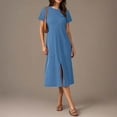 thumbnail image 5 of Roncen Women's Summer Dress - Casual Round Neck with High-Slit Design and Side Pockets, A-Line Dress for Daily Wear, 5 of 7