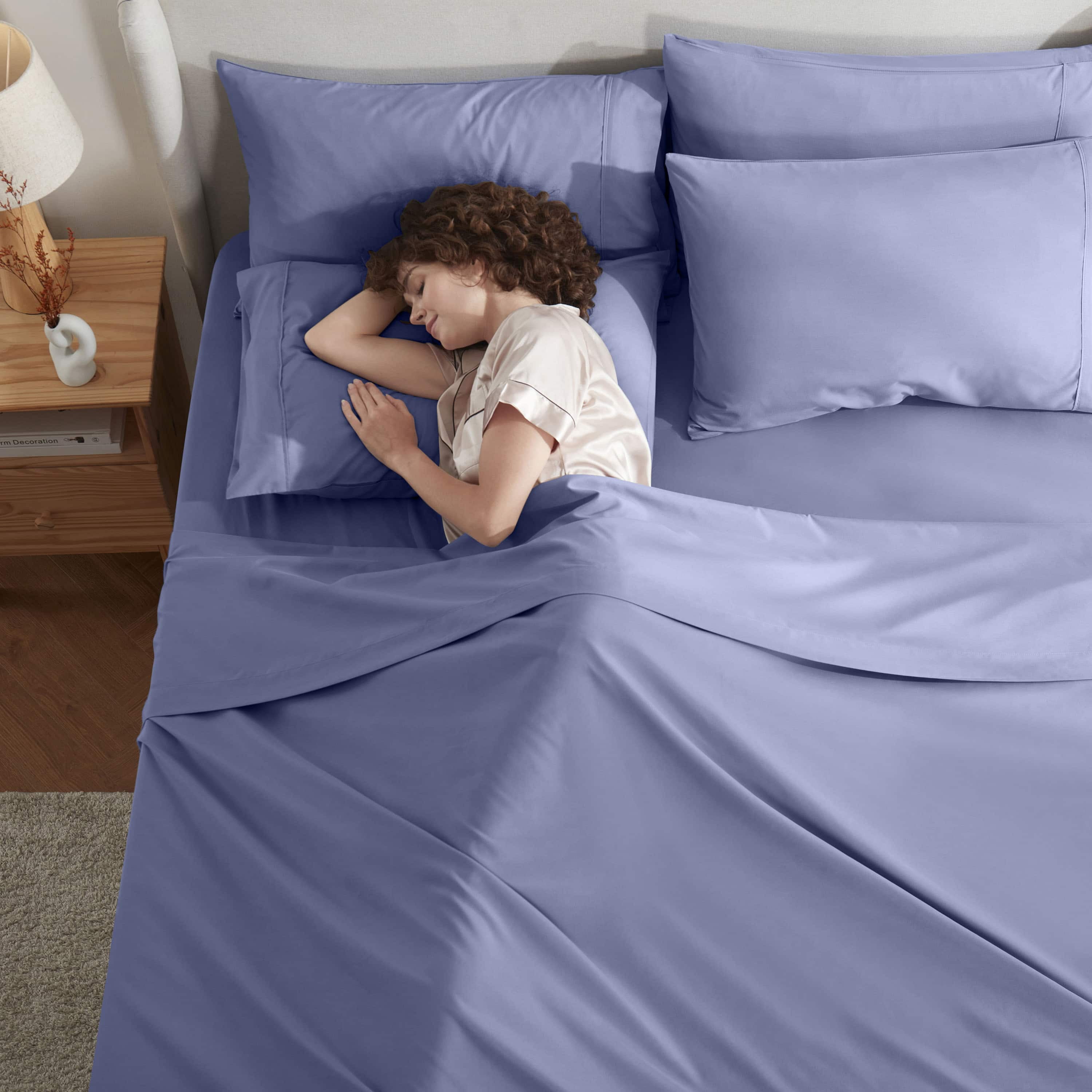 LammaLoe Extra Deep Pocket Twin XL Sheets set, Fits 18"-24" Mattress, 4 Piece Soft Microfiber Bed Sheet Sets, Steel Blue