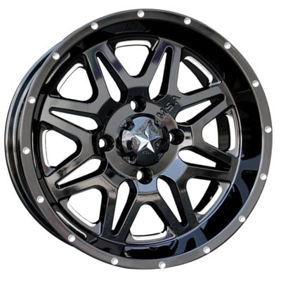 4/137 Motosport Alloys M26 Vibe Wheel 14x7 3.5 + 3.5 Machined/Black for Can-Am Outlander 6X6 1000 XT 2015-2018