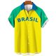 thumbnail image 3 of Camisetas gráficas con la bandera de Brasil impresas en 3D para hombre, camiseta informal con emblema nacional brasileño, manga corta, hawaiana, blusa con solapa para hombre, 3 of 5