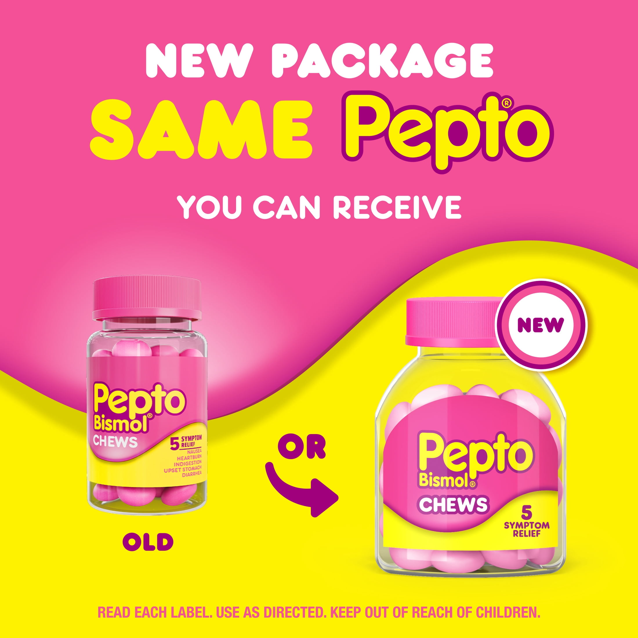 Pepto Bismol Mint Chews, Fast 5-Symptom Stomach Relief, 24 Chewable Tablets