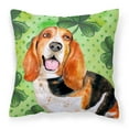 thumbnail image 1 of Basset Hound St Patricks Fabric Decorative Pillow, 1 of 1