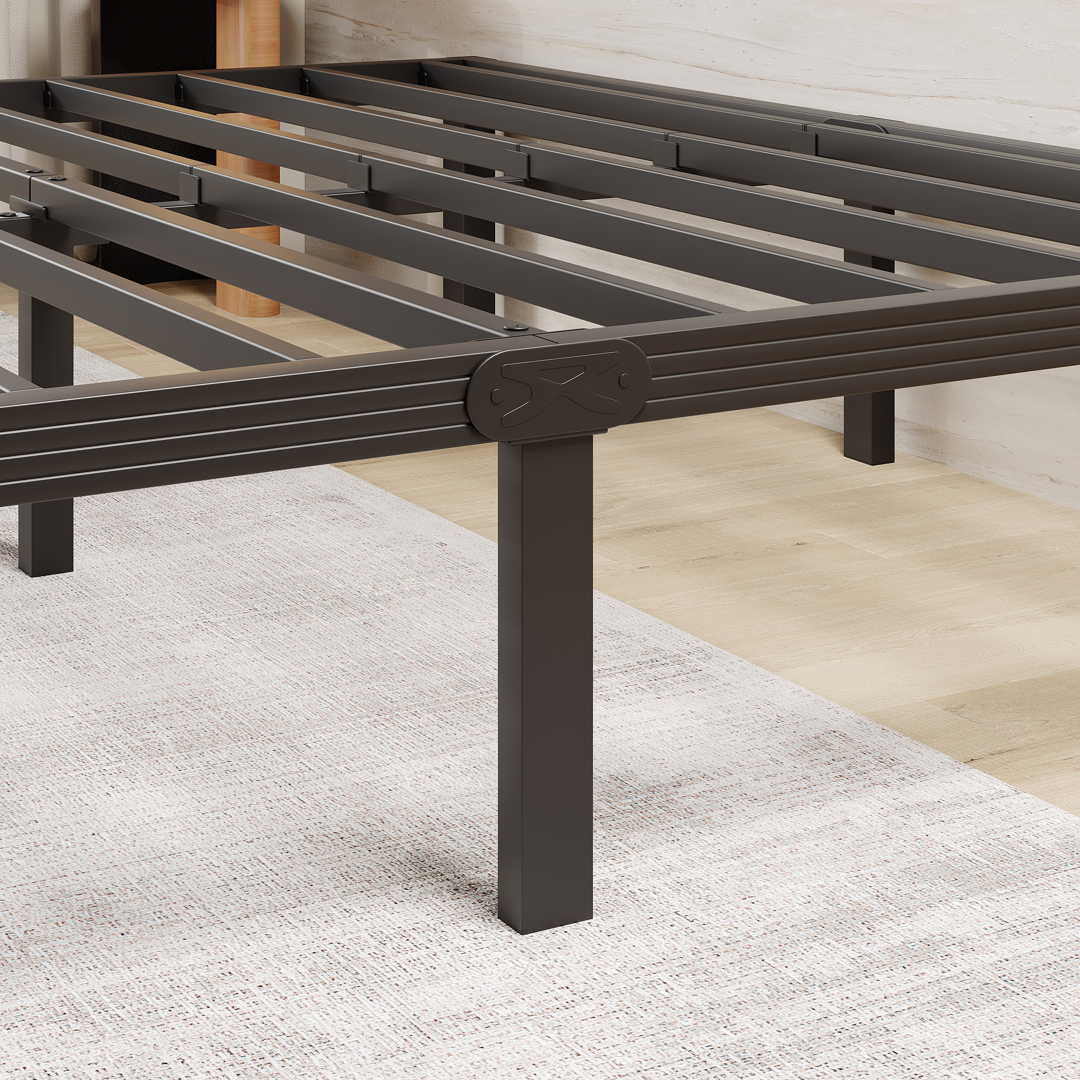 FSCHOS 14 Inch Queen Size Bed Frame, Heavy Duty Metal Platform, No Box Spring Needed, Easy Assembly, Black