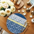 thumbnail image 2 of Blue Yellow Round 13 Inch Placemats Set of 2, Botanical Floral Motifs Wildflower Striped HeatResistant Non Slip Place Mats for Dining Table, Wipeable Braided Kitchen Table Mats for Housewarming, 2 of 9