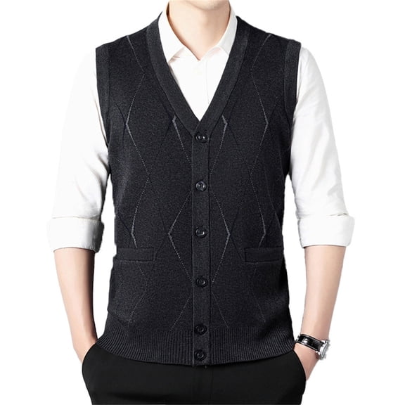 GBSYEWXS Vest Sweater For Men V-Neck Sleeveless Casual Comfortable Solid Color Black Sweaters