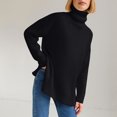 thumbnail image 6 of Women's Turtleneck Tunic Sweater, Womens Fall Sweaters, Long Sleeve Side Slit Casual Pullover Top, 6 of 7